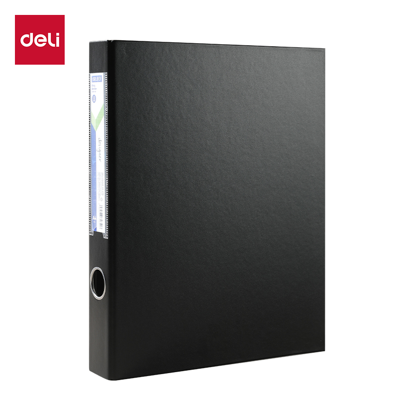 DELI UF301 2 D-RING BINDER 1" PVC WITH SPINE LABEL BLACK