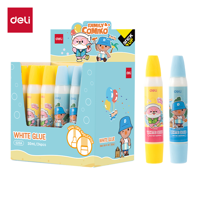 DELI A520 COMIKO WHITE GLUE 35ML WITH DUAL-TIP APPLICATOR