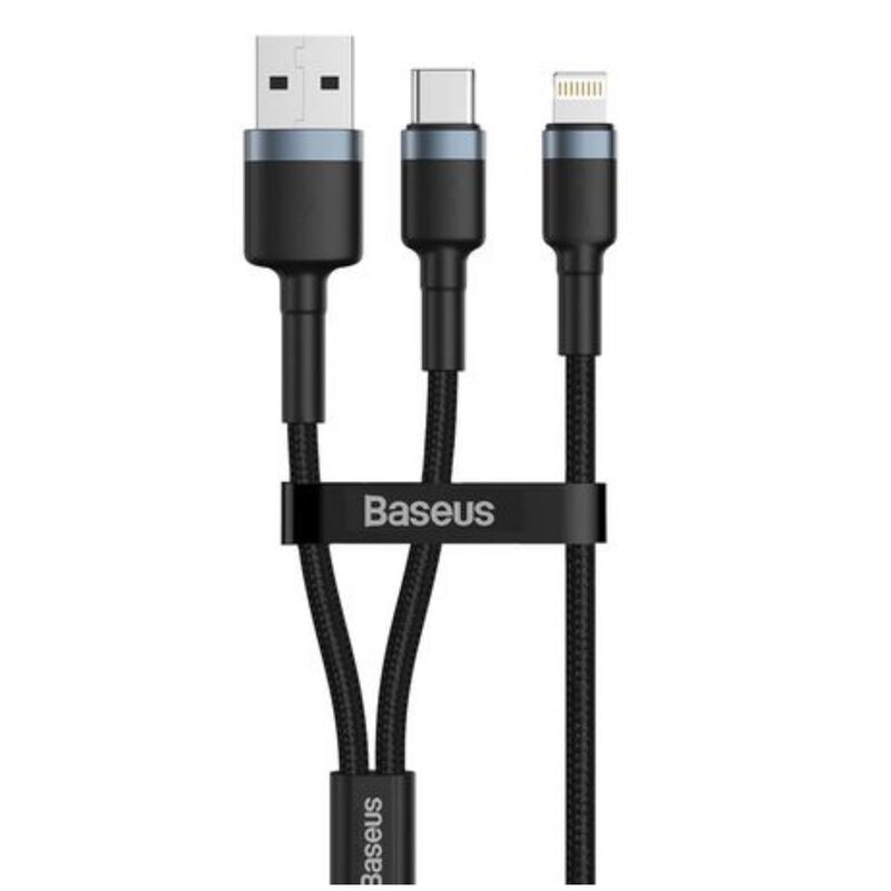 Baseus 1.2m - 2.4A 18W 2in1 Cafule USB Type-C + Type-A PD Cable - Gre+Black