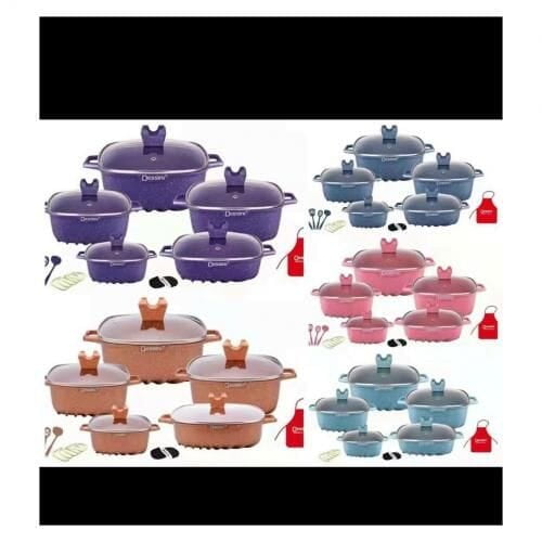 ROYAL DESSINI MABLE POT 22 PIECES  SET OF 5 POTS WITH ACCESSORIES
