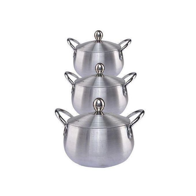 3 PIECES ALUMINIUM COOKING POT SIZES 16CM/20CM/24CM