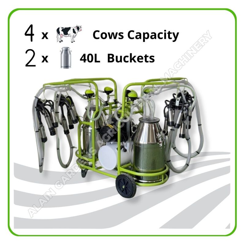 Milking Machine – 4 Cows Capacity – 2x40L Buckets – Electric