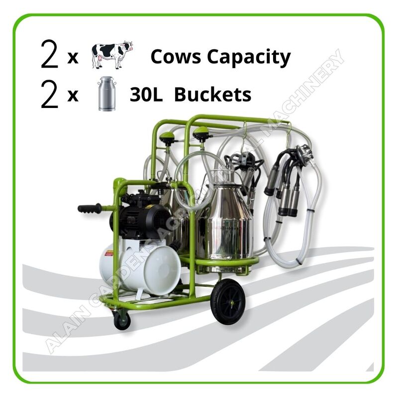Milking Machine – 2 Cows Capacity – 2x30L Buckets – Electric
