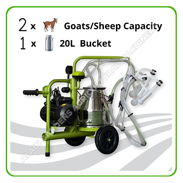 Milking Machine – 2 Goats/Sheep Capacity – 20L Single Bucket – Electric