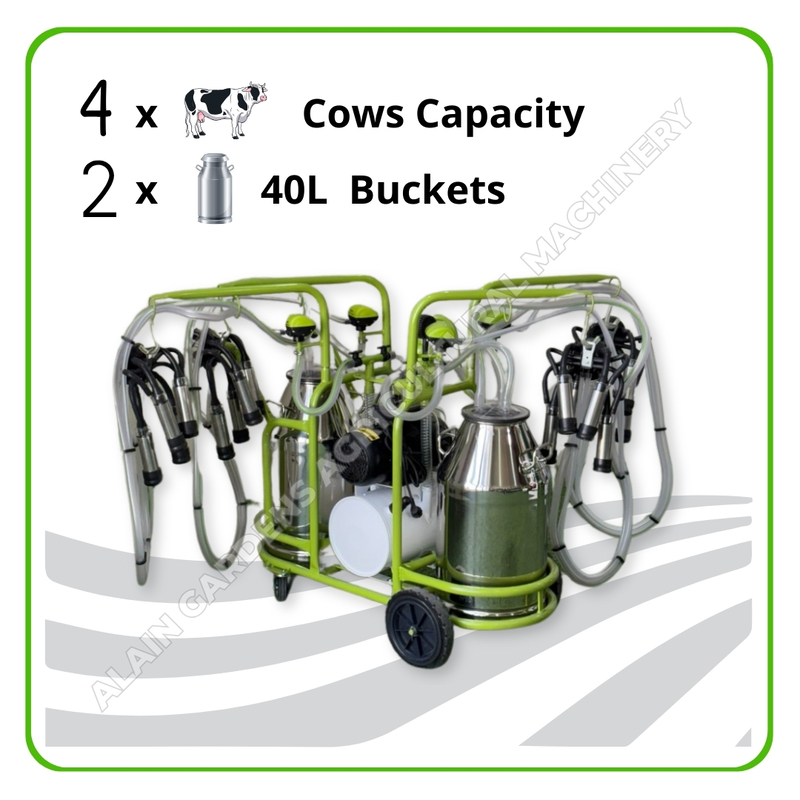 Milking Machine – 4 Cows Capacity – 2x40L Buckets – Electric