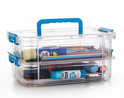 Amazkart 2 Layer Plastic Storage Containers with Lids