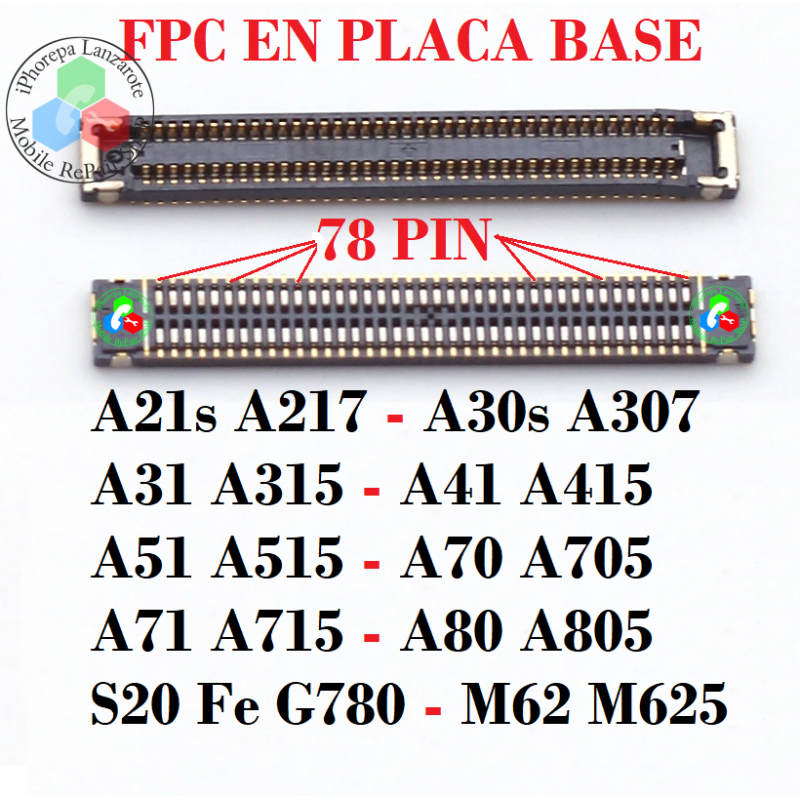 FPC Samsung 78 Pines +2 - Compatible con A21S, A31, A51, A71, A30S, A41, A70, A80, S20 FE y Más