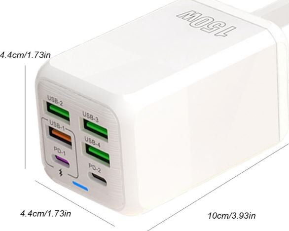 Cubo de Carga, Cargador Rápido USB C de 6 Puertos 150W