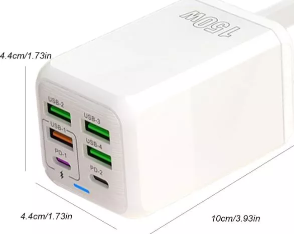 Cubo de Carga, Cargador Rápido USB C de 6 Puertos 150W