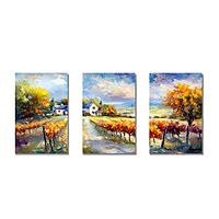 Vineyard Landscape Triptych Autumn UNFRAMED Canvas Print