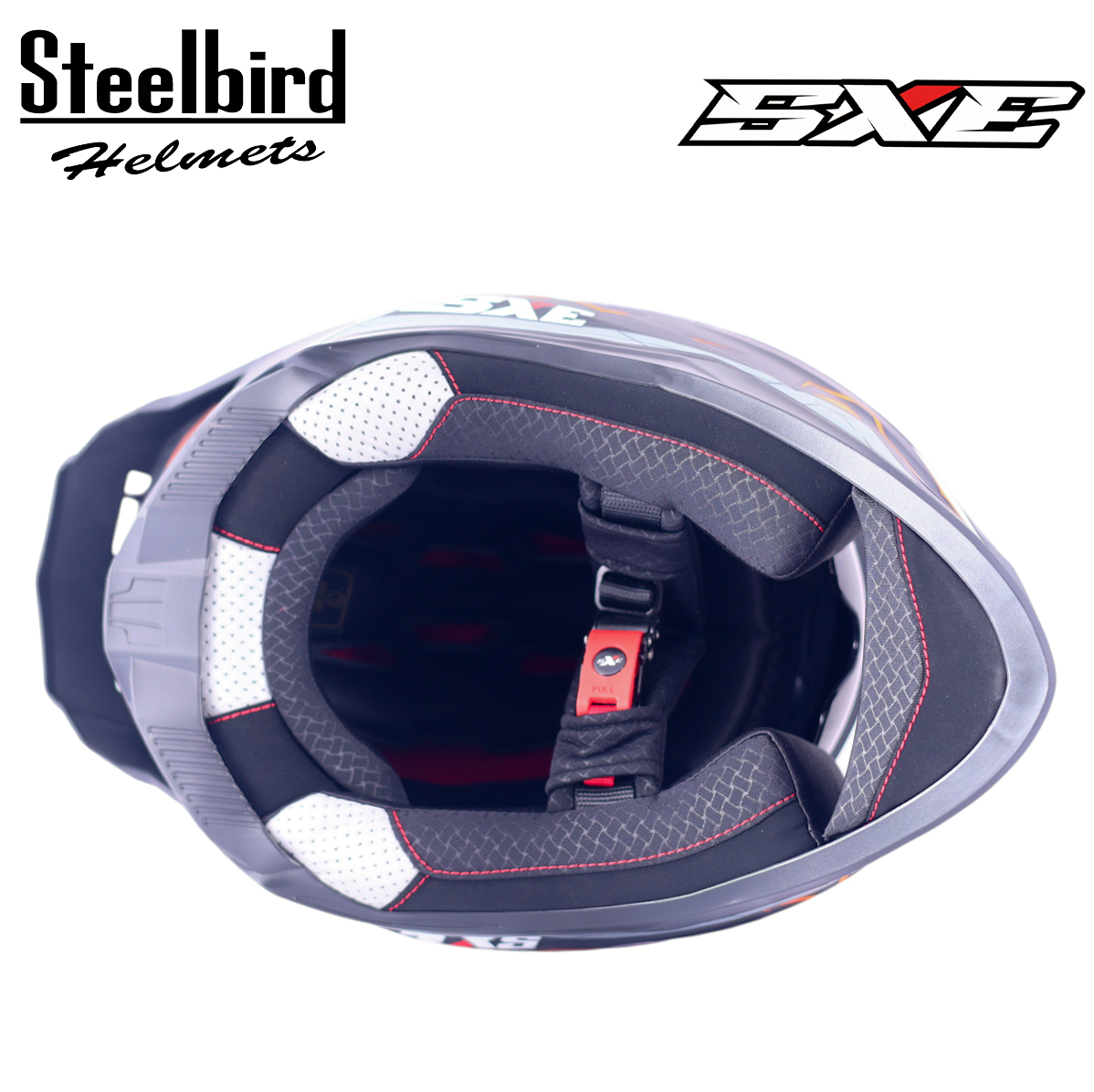STEELBIRD SBH-61 ISS SXE RACE-X MATT BLACK/ORANGE WITH AFS EDITION C/V 620MM