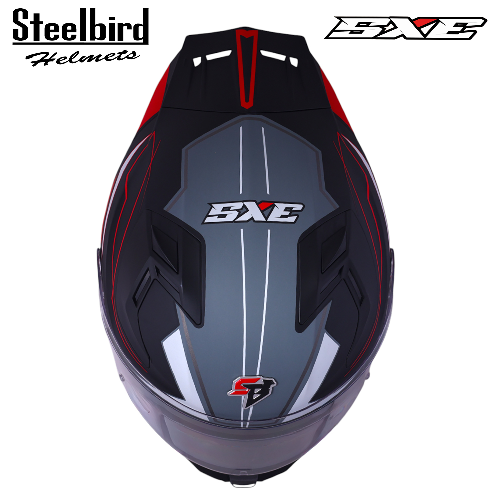 STEELBIRD SBH-61 ISS SXE RACE-X MATT BLACK/RED C/V 580MM WITH ANTIFOG(EXLUSIVE)