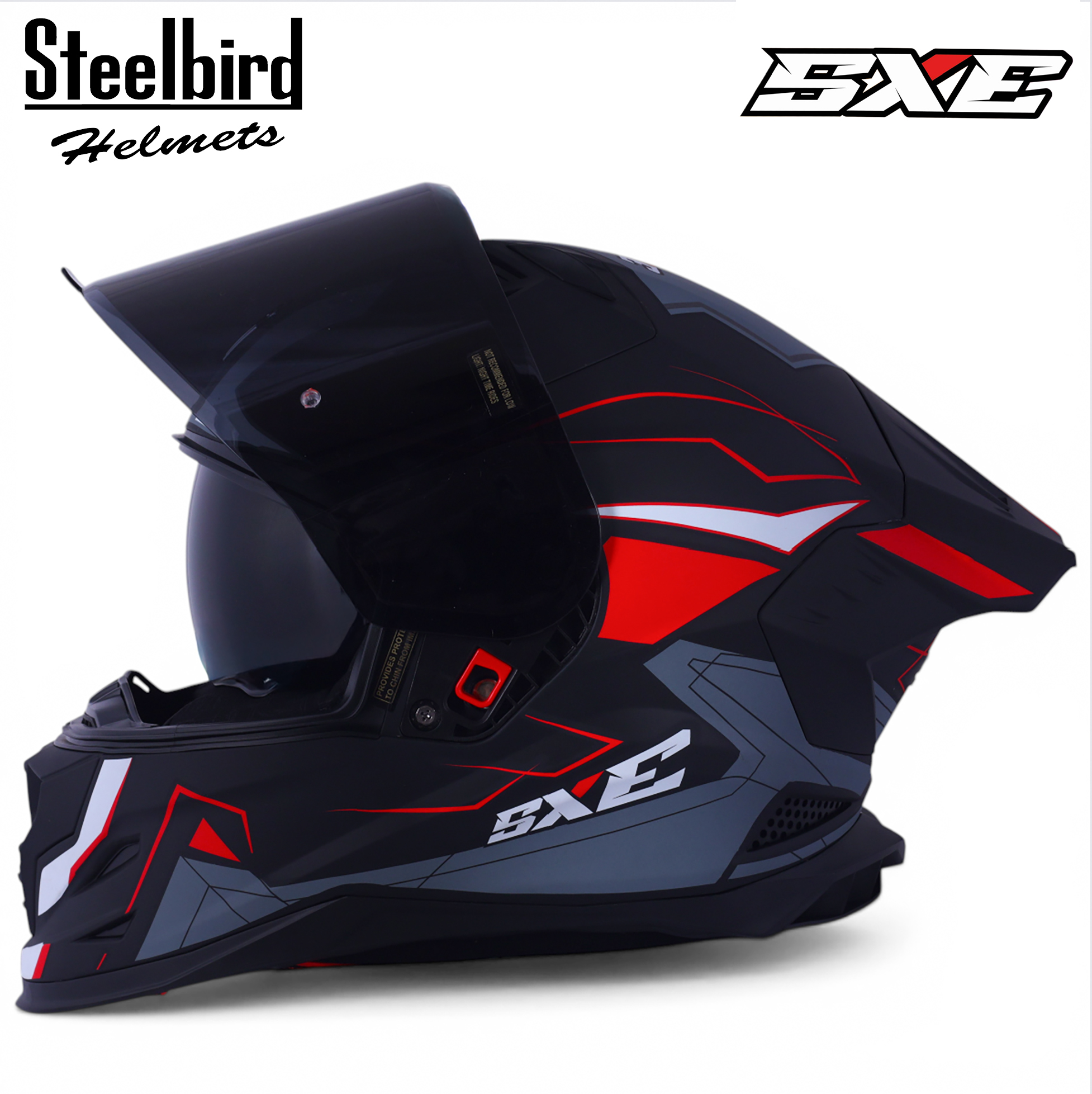 STEELBIRD SBH-61 ISS SXE RACE-X MATT BLACK/RED WITH TPE EDITION C/V 580MM (WITH EXTRA SMOKE VISOR) STEELBIRD SBH-61 ISS SXE RACE-X MATT BLACK/RED WITH TPE EDITION C/V 580MM (WITH EXTRA SMOKE VISOR)