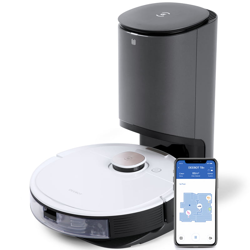 Ecovacs Deebot OZMO T8+ Robot Vacuum Cleaner - TrueMapping, 175min Runtime