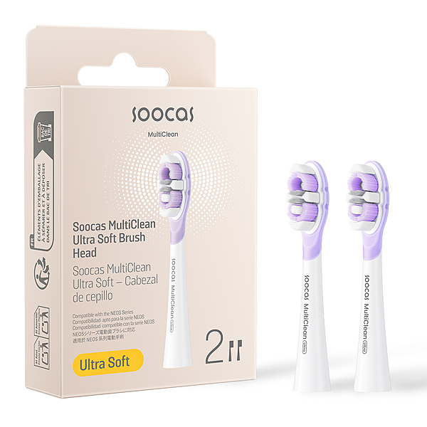 Soocas NEOS II Ultra Soft Toothbrush Head White CV 2 Packs