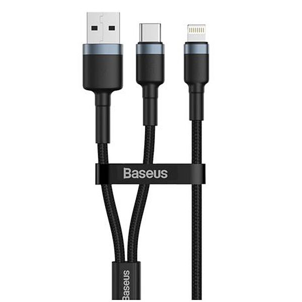 Baseus 1.2m - 2.4A 18W 2in1 Cafule USB Type-C + Type-A PD Cable - Gre+Black