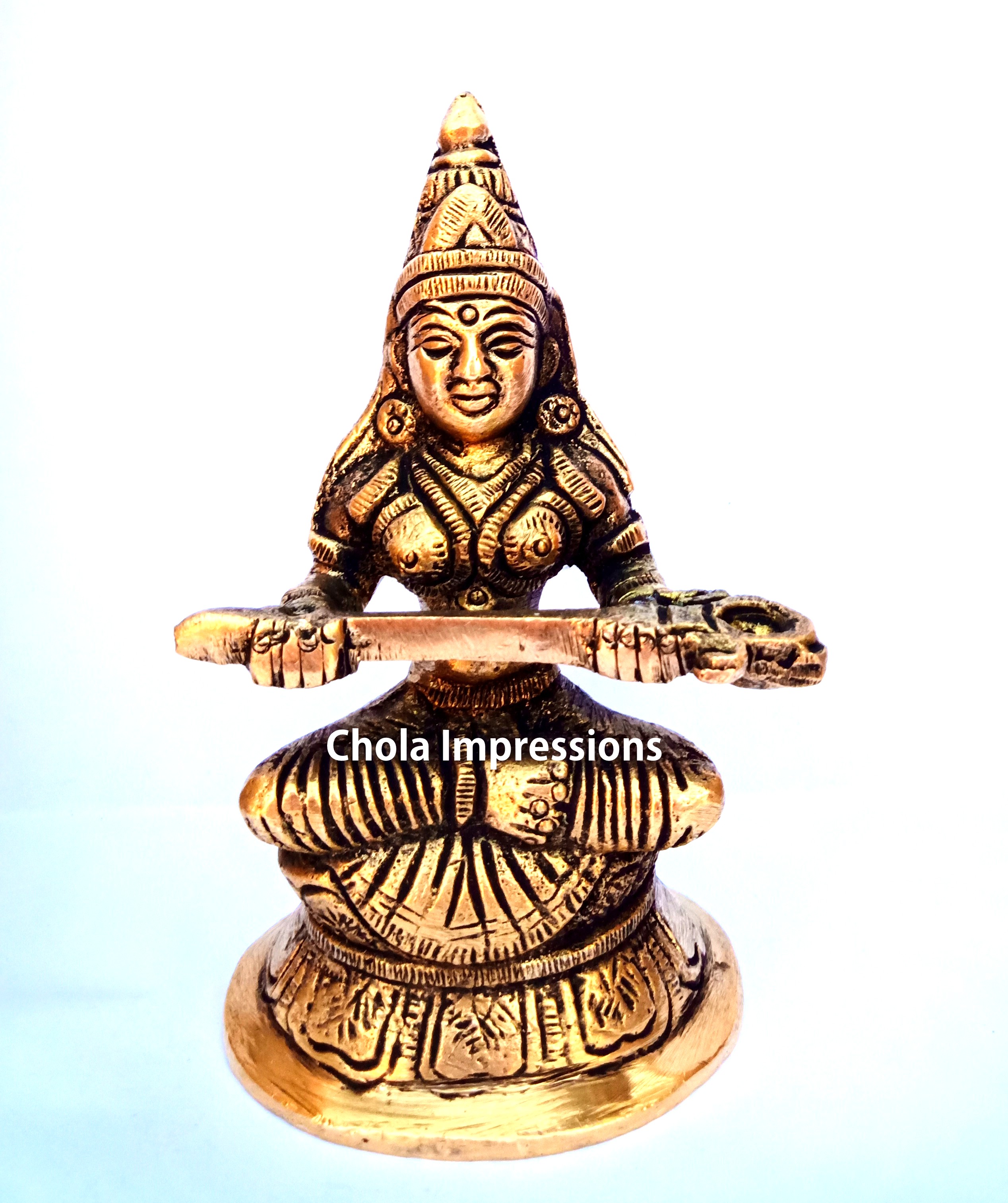Annapoorani Devi Brass Statue - 9 cm x  5.5 cm