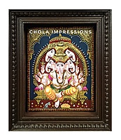 Super Embossed Panchmukh Ganesh Tanjore Painting Super Embossed Panchmukh Ganesh Tanjore Painting