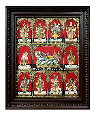 Dasavatharam Tanjore Painting with Renganathar Dasavatharam Tanjore Painting with Renganathar