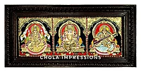 Lakshmi Ganesha Saraswati Tanjore Painting - 13 x 27 inches