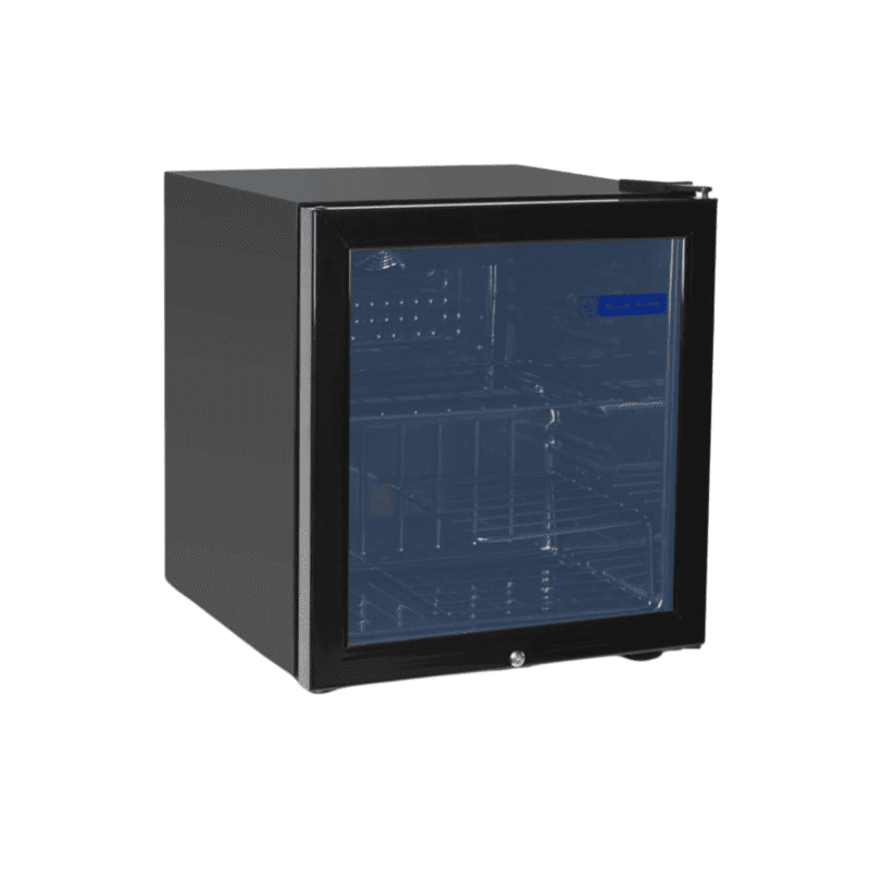Small 65-liter beverage display refrigerator by Blue Star.
