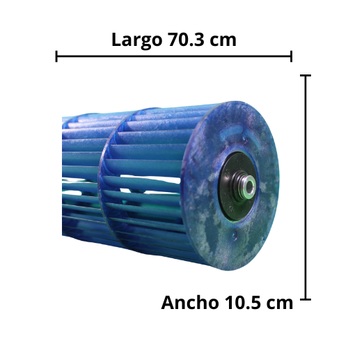 Turbina Evaporador, 220V, Modelo JUZ6.395.10028-1, V32 Largo 70.3 cm x Ancho 10.5 cm