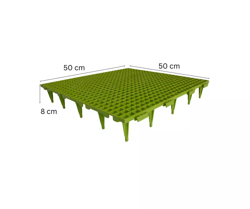Plastic Flooring Slat with Support Leg 50x50 cm Green