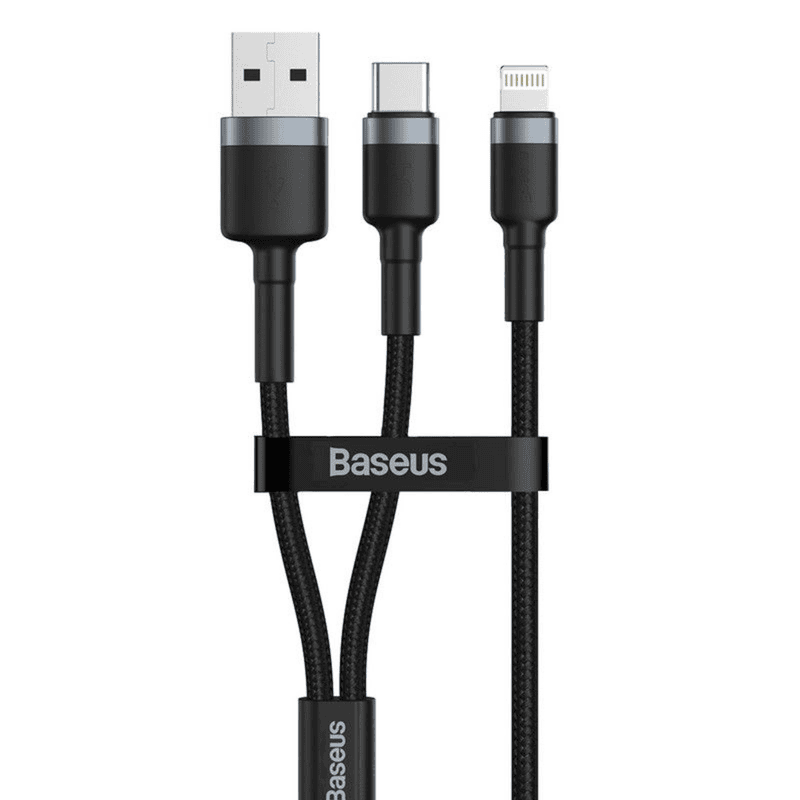 Baseus 1.2m - 2.4A 18W 2in1 Cafule USB Type-C + Type-A PD Cable - Red+Black