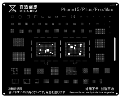 Stencil de Reballing iPhone 15 al 15 Pro Max