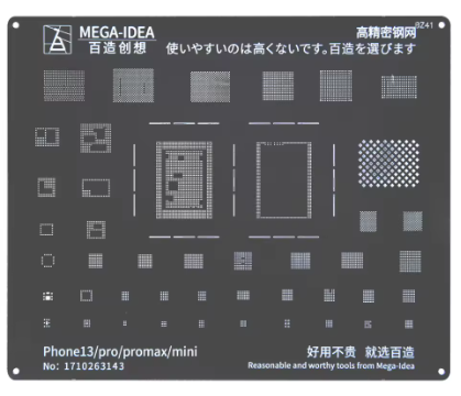 Stencil de Reballing iPhone 13 al 13 Pro Max MEGA IDEA