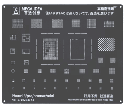 Stencil de Reballing iPhone 13 al 13 Pro Max MEGA IDEA