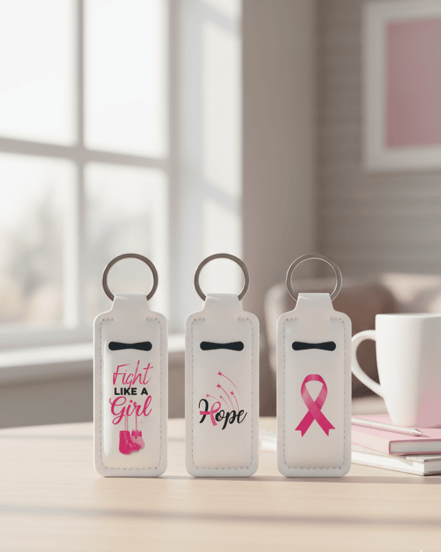 Breast Cancer Awareness Lip Balm Keychains