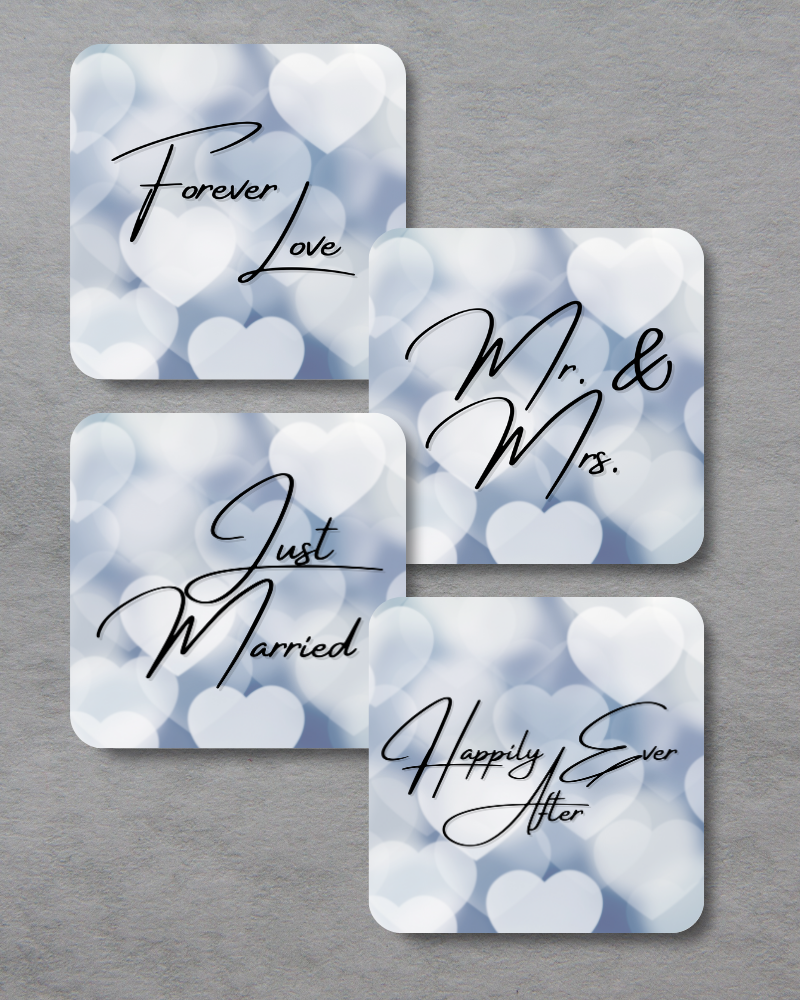 Newlywed Coasters, Set of 4