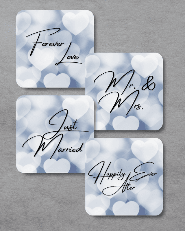 Newlywed Coasters, Set of 4