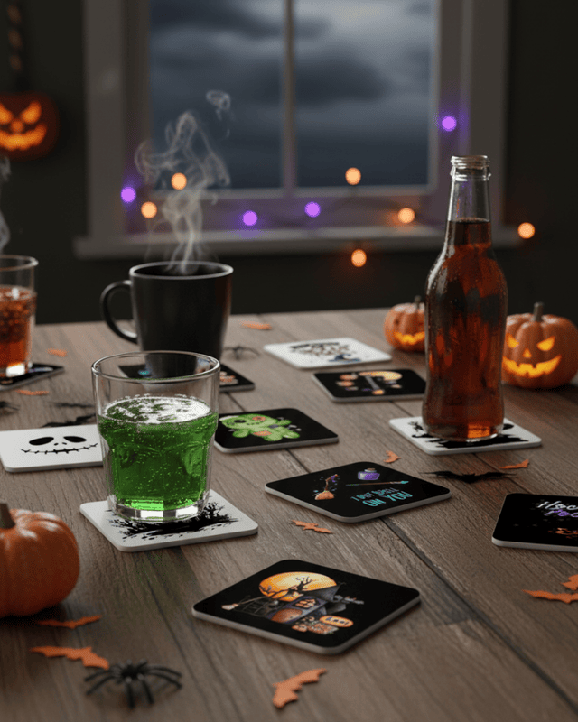 Halloween Beverage Coasters, Set of 4