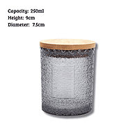 Embossed Glass Candle Jar (250ml with Bamboo Lid)