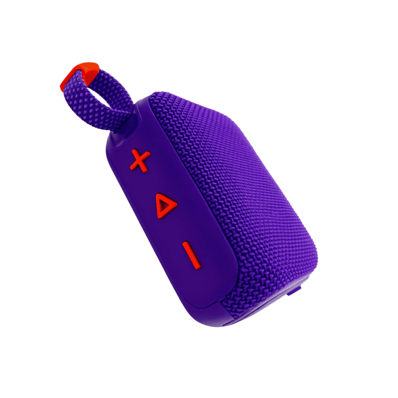 Portable Bluetooth Speaker - Waterproof Mini Wireless Speaker with Deep Bass, LED Buttons & Strap (Purple/Red)