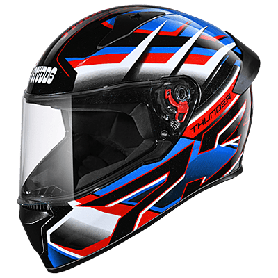 STUDDS THUNDER D6 MATT BLACK/WHITE N1 BLUE C/V (XL) WITH  SPOILER AND MIRROR VISOR