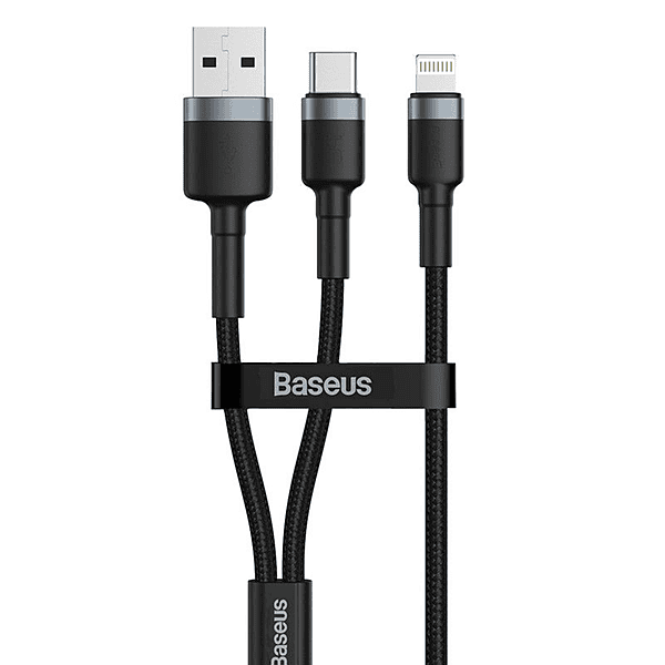 Baseus 1.2m - 2.4A 18W 2in1 Cafule USB Type-C + Type-A PD Cable - Red+Black