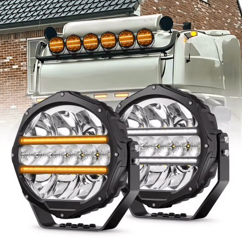 Tan 4x4 9" Super Bright Offroad Spotlights with DRL [PAIR]