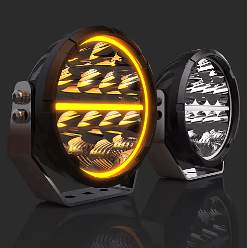 Tan 4x4 7" Super Bright Offroad Spotlights with DRL [PAIR]