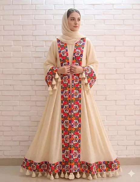Colorful lace abaya