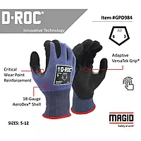Magid® AeroDex® Cut Resistant Work Gloves with VersaTek Grip® Palm Coating and Touchscreen Compatibility — ANSI Cut Level A9