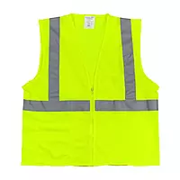 PIP 302-0702Z Type R Class 2 High Visibility Yellow 2-Pocket Zipper Mesh Safety Vest