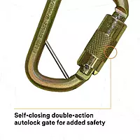 3M™ DBI-SALA® Rollgliss™ Gold Technical Rescue Offset D Fall Arrest Carabiner w/ Captive Eye, 2000117 Medium