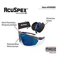 Magid® AcuSpex™ Semi-Frameless Polarized Blue Mirrored Safety Glasses — PA9080