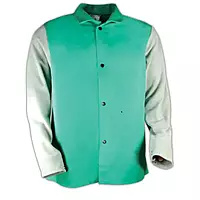 Magid SparkGuard 1830LS Green Flame Resistant Standard Weight Jacket with Grey Leather Sleeves