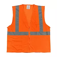 PIP 302-0702Z Type R Class 2 High Visibility Orange 2-Pocket Zipper Mesh Safety Vest