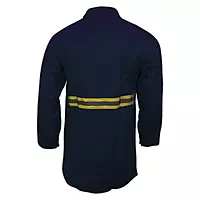 Magid OAJ1035NHV Navy 10 Oz. Oasis Jacket With Silver/Yellow Triple Trim Reflective Pattern