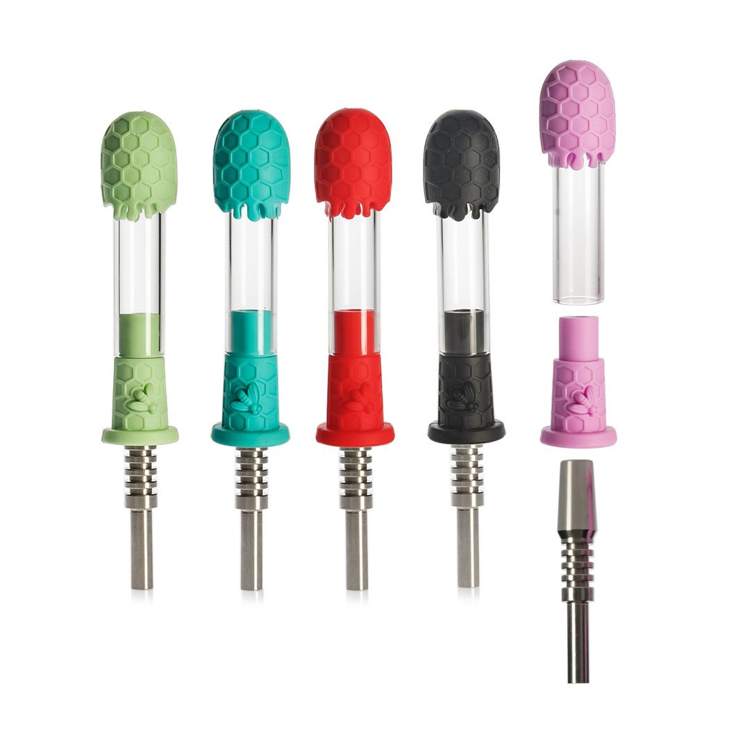 Silicone Glass Spotted Nectar Collector - Assorted Colors Silicone Glass Spotted Nectar Collector - Assorted Colors